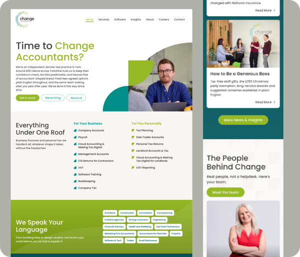 Change Financial Service Website Design Screen Shots